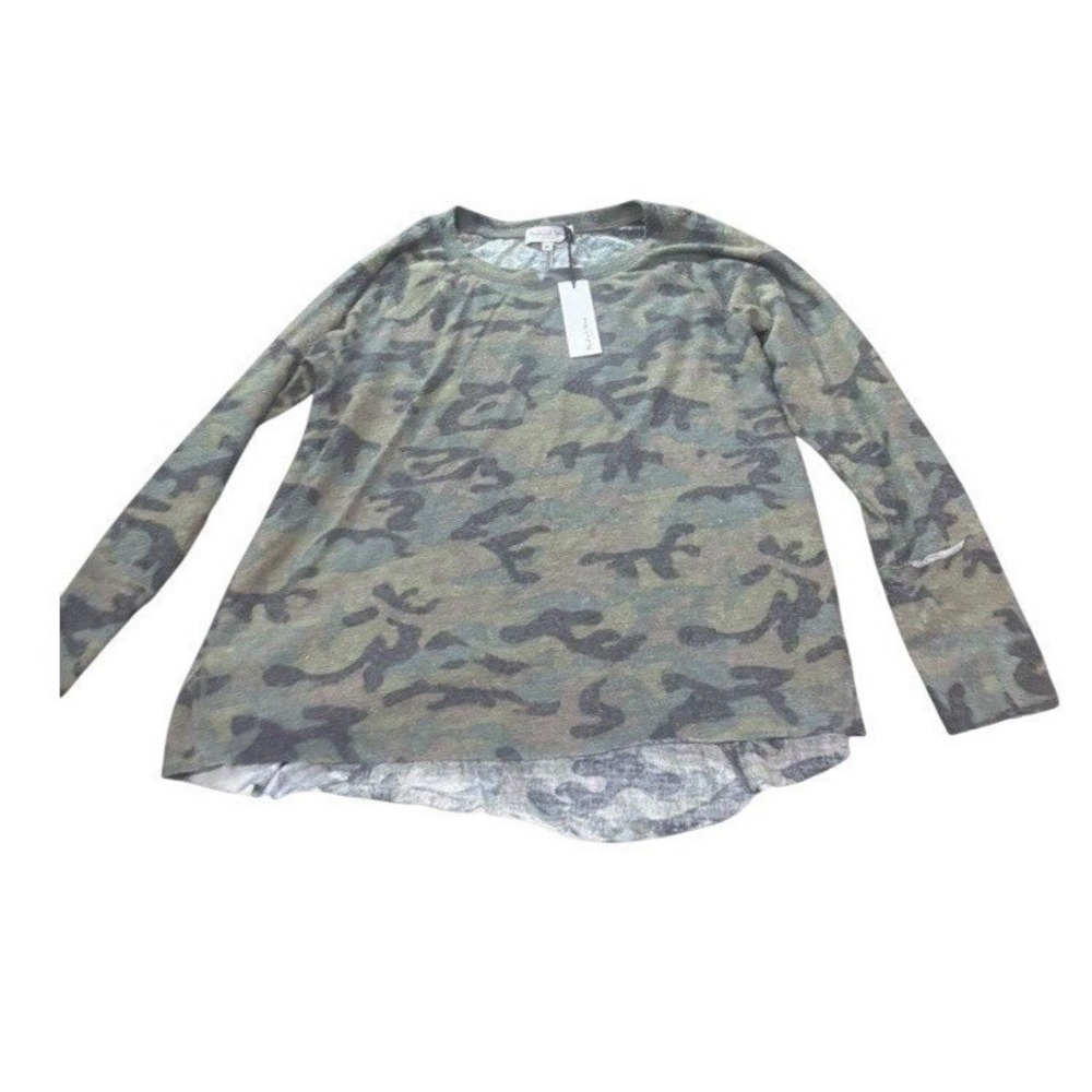 Michael Stars Madison Brushed Camo Sweatshirt Long Sleeve Crew Neck Women MP